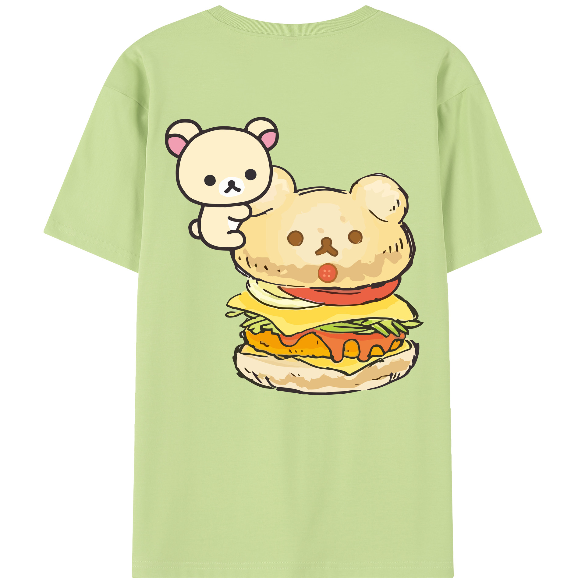 （画像用） リラックマ リラックマ キイロイトリ Rilakkuma Korilakkuma Kiiroitori 綿100％半袖Tシャツ（背面プリント）
